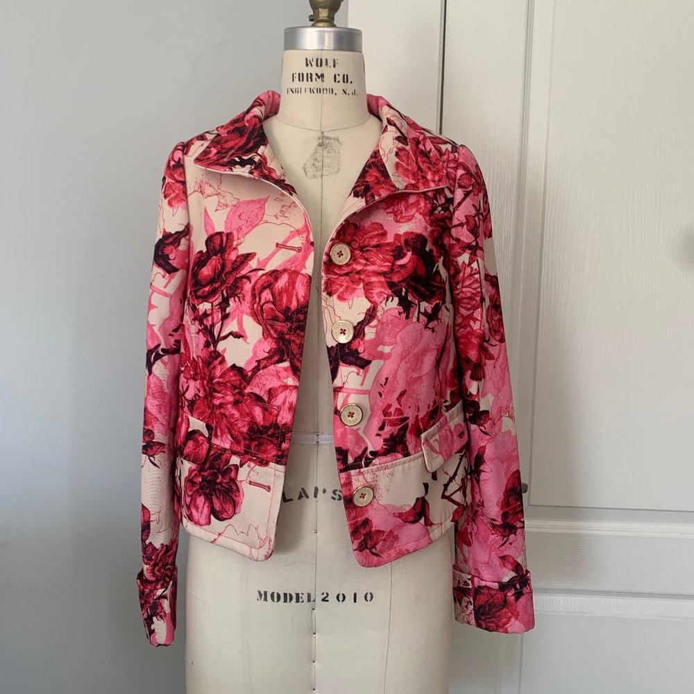 Ted Baker Pink Floral Jacket SMALL / SIZE 0